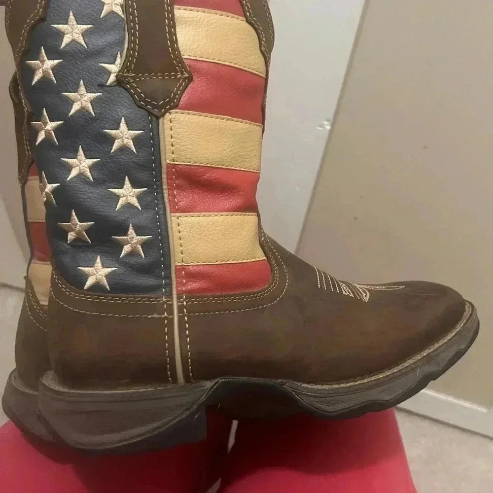 Ladies sz 8M Durango patriotic lady rebel red white blue flag boots - Picture 3 of 9